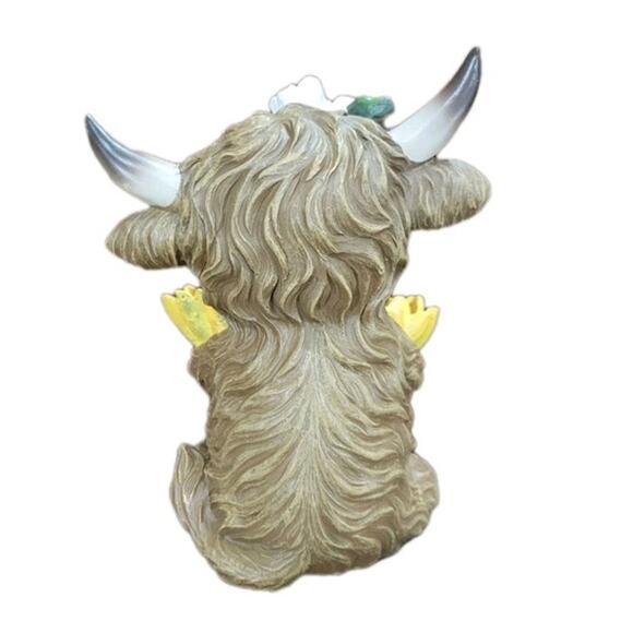 Hobby Lobby Large 11" Highland Cow Spring Summer Garden Sunflower Resin Figurine - Picture 5 of 7